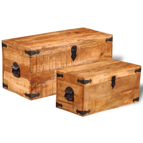 

Rough Mango Wood Storage Chest Set of 2