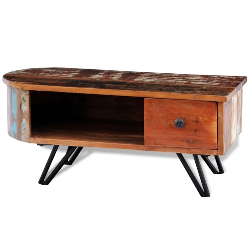 

Reclaimed Solid Wood Coffee Table with Iron Pin Legs