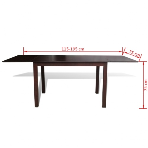 

Solid Wood Brown Extending Dining Table 76.7"