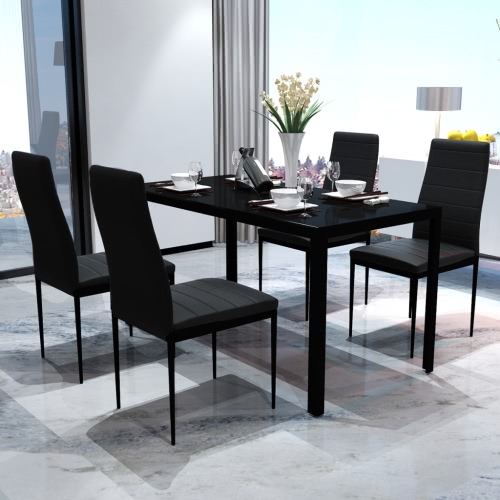 Nero Tavolo da pranzo Set con 4 sedie design contemporaneo