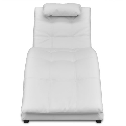 

Chaise Longue with Pillow Artificial Leather White