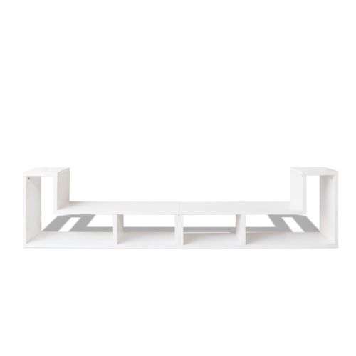 

L-shaped white TV cabinet