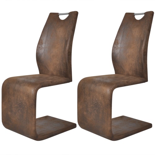 Cantilever Dining Chairs 2 pcs Artificial Leather Brown