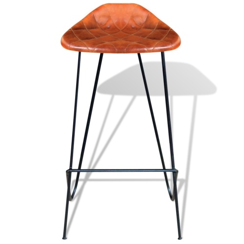 

Bar Chair 2 pcs Real Leather Brown