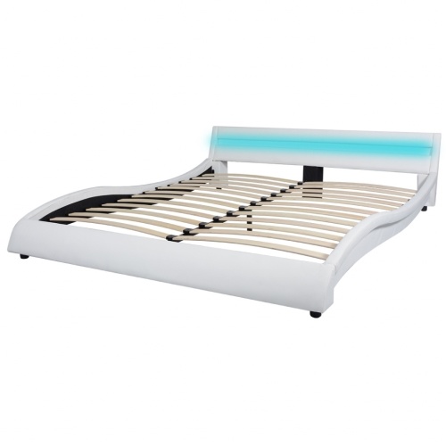 

Bed structure with LED 160x200 cm artificial white leather