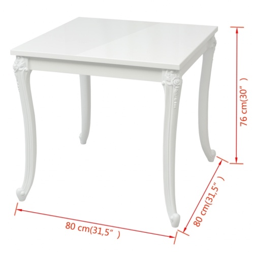 

Dining Table 31.5"x31.5"x30" High Gloss White