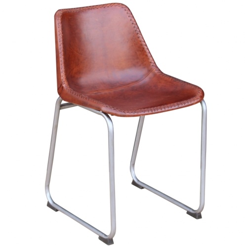 

Dining chairs 2 pcs brown real leather