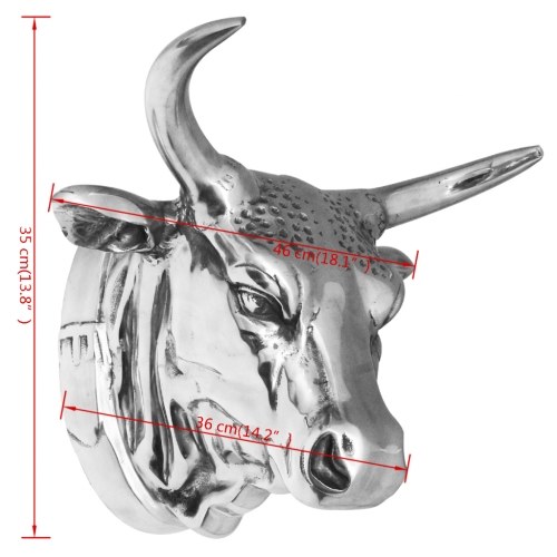 

Cow Head Decoration Wall-Mounted Aluminum Silver
