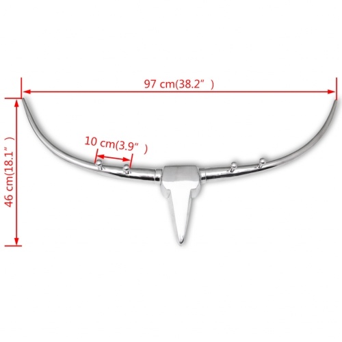 Bull Head Decoration with Pegs Wall-Mounted Aluminum Silver