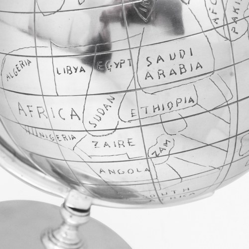 

Earth globe with silver aluminum support 42 cm