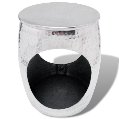

Hocker/Side Table Barrel Shape Aluminum Silver