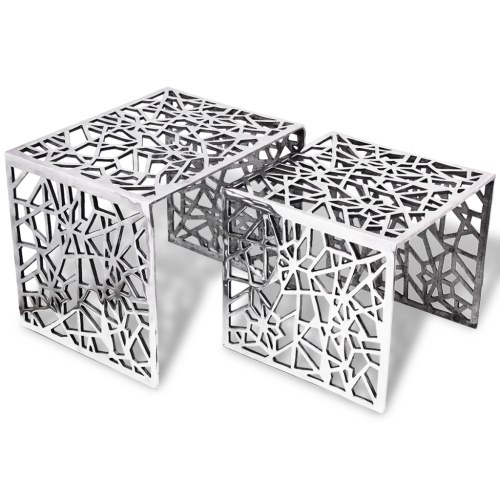 

Silver aluminum square side table 2 units