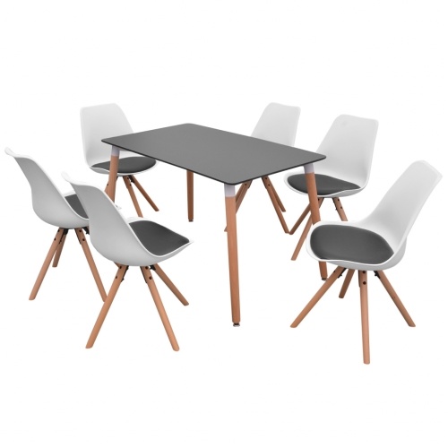 

7-piece black and white dining table and chairs set
