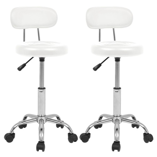 

Swivel bar stool 2 units white artificial leather