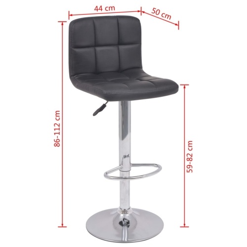 Rotating bar stools 2 units black artificial leather