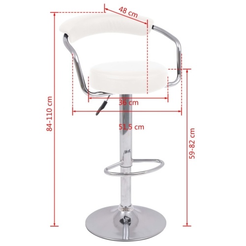 Rotating bar stools 2 units white artificial leather