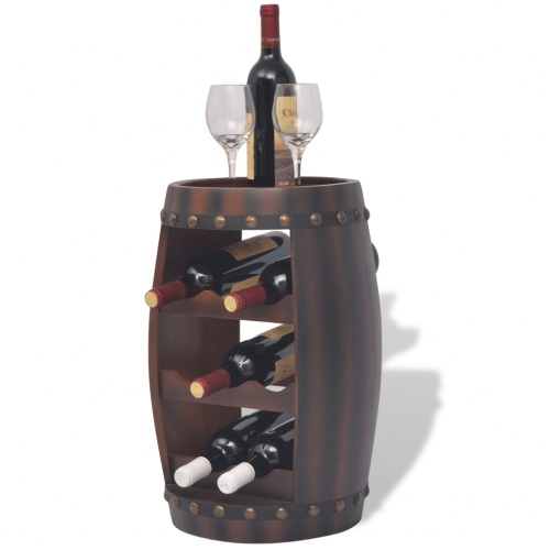 

Barrel-shaped bottle rack 8 brown bottles
