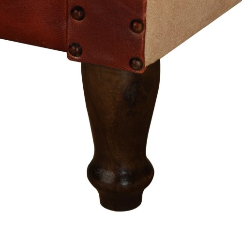 

Leather armchair with brown and beige fabric