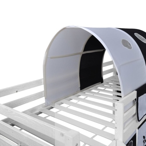 

Children's high bed with slide and white / black wooden staircase