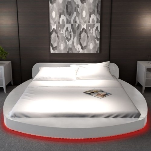 

Структура кровати LED 180x200 круглый белый искусственная кожа
