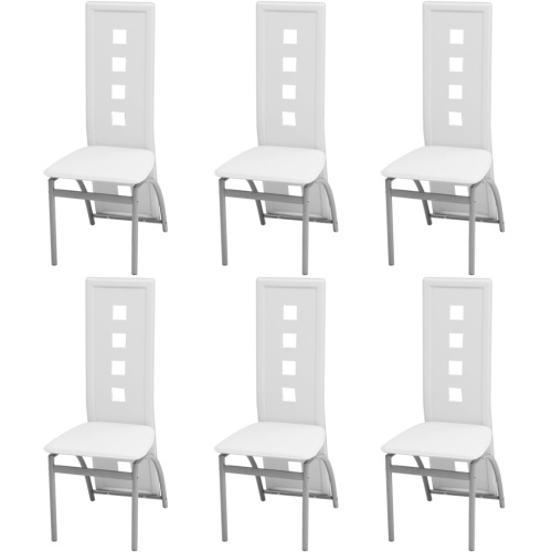 

Dining chairs 6 units white artificial leather