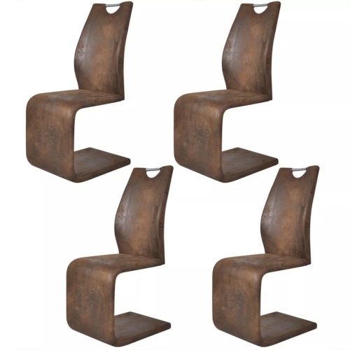 

Cantilever Dining Chairs 4 pcs Artificial Leather Brown