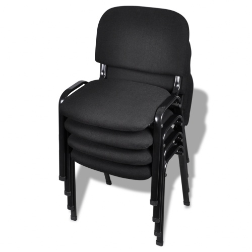 Stackable Office Chairs 4 Pcs Black Fabric