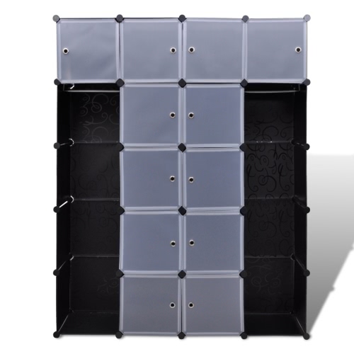 

Shelf cabinet with 20 compartments black and white 37 x 150 x 190 cm