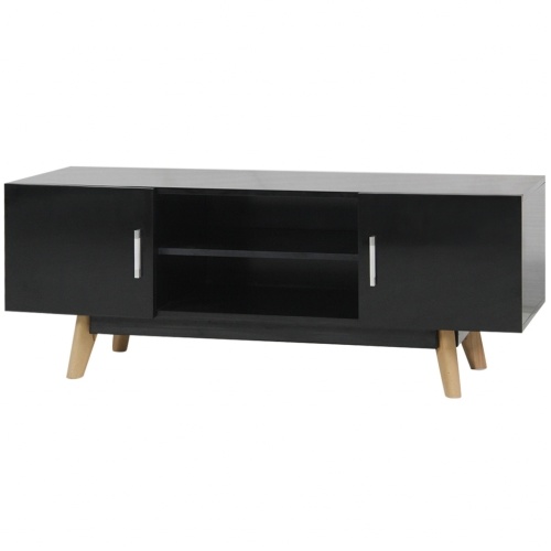 

TV Stand Polished effect Black 120x40x46 cm Wood Chipboard