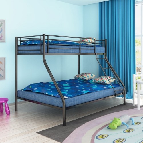 

Двухъярусная кровать для детей 200x140 / 200x90 см Металл черный