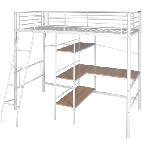 

Raised bed with white and brown 200x90 cm metal desk