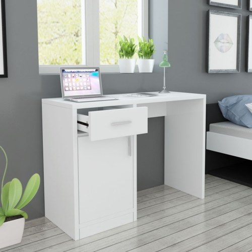 

Desk with Drawers and White Door 100x40x73 cm