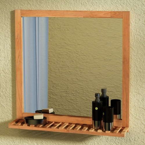 

Solid Wood Walnut Bathroom Mirror 60x63 cm
