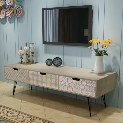 

TV Cabinet with 3 Drawers 120x40x36 cm Grey