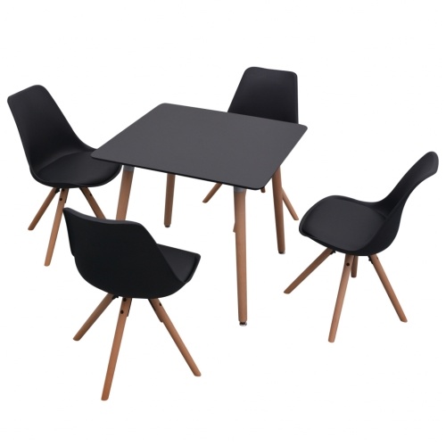

5 Pcs Set Table and Chairs Dining Room Black