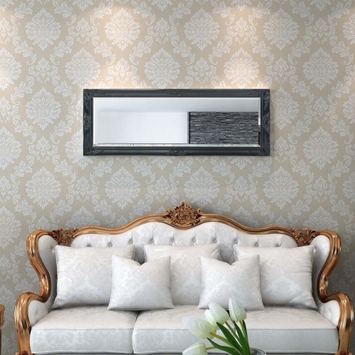 

Baroque Style Wall Mirror 140x50 cm Black
