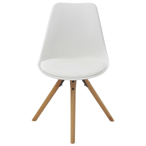 

2 Pcs Dining Room Chairs in White Synthetic Leather