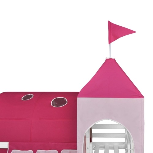 

Children's Bunk Bed with Slide and Staircase in Pink Wood
