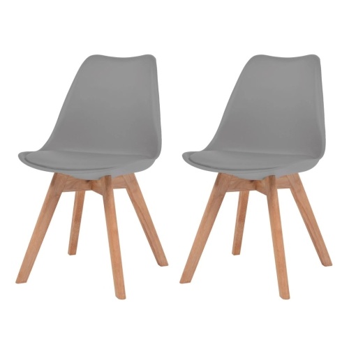

2 pcs Dining Chairs in Artificial Leather and Solid Gray Wood