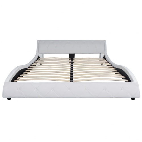 Bed with MemoryFoam Mattress White Synthetic Leather 140x200cm