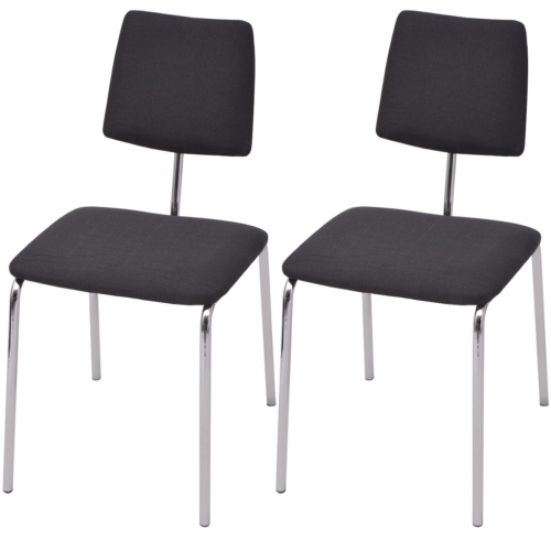 Set 2 Dining Room Chairs in Black Cloth