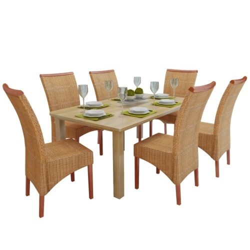 

6 Pcs Brown Rattan Dining Room Chairs