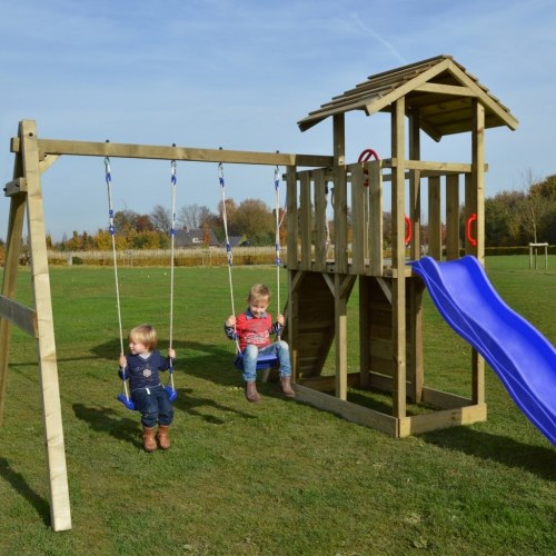 

Wooden Play Set Ladder Slide Swings 419x350x266 cm