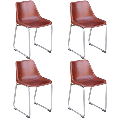 

Dining Chair Set 4 Pcs. Genuine Brown Leather (2x243411)