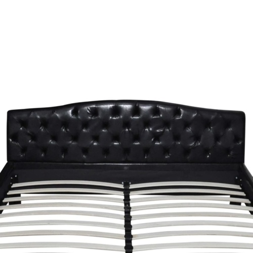 

Double Bed with Black Synthetic Leather Mattress 180x200 cm