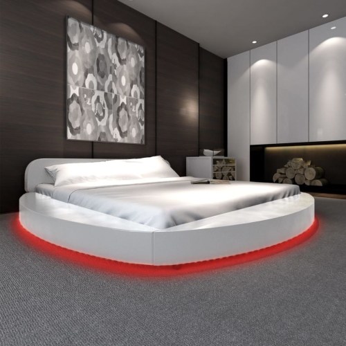 

180x200 cm LED Mattress with White Round Synthetic Leather