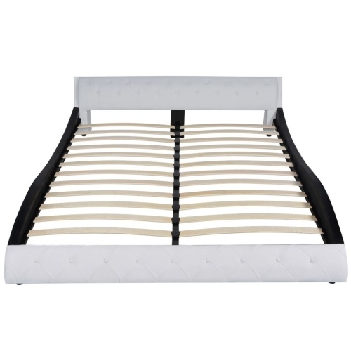 

Bed and Mattress with Synthetic Leather Memory Black White 180 cm