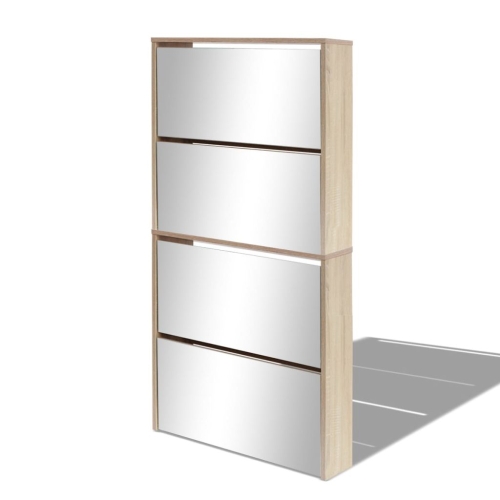 

Shoe Cabinet 4-Layer Mirror Oak 63x17x134 cm