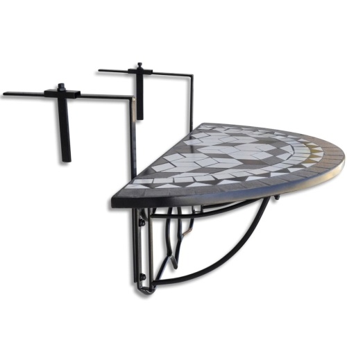

Mosaic Balcony Table Hanging Semi-circular Black White