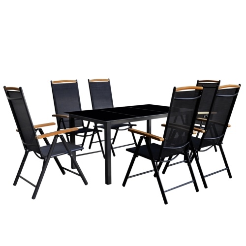 

Seven-piece garden furniture set Aluminum Black